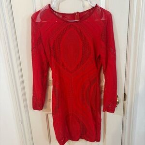 red bodycon fishnet dress one size